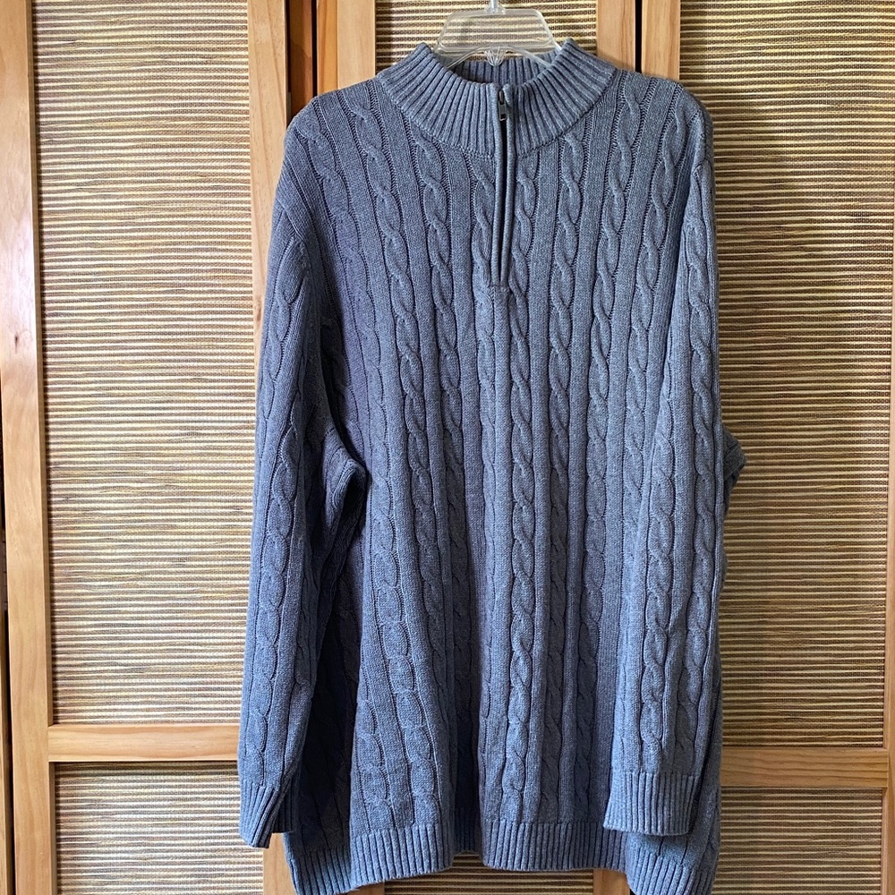 Plus Size Woman Within Zip Neck Gray Sweater